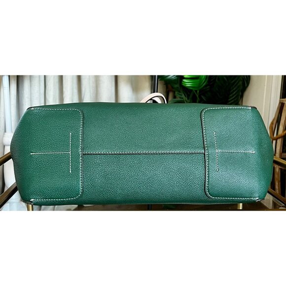 RARE!! AUTHENTIC TORY BURCH KELLY GREEN AND PINK LEATHER PERRY TOTE SHOULDER BAG - Picture 7 of 12